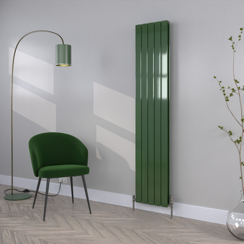 FL-1800X376D-RAL-6002-LEAF-GREEN-GLOSS-LS00 - Flux Colour Vertical Double Radiator H1800mm X W376mm