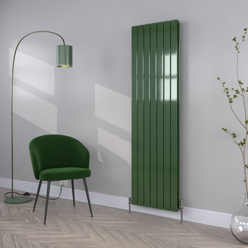 FL-1800X528D-RAL-6002-LEAF-GREEN-GLOSS-LS00 - Flux Colour Vertical Double Radiator H1800mm X W528mm