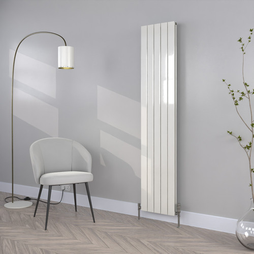 FL-1800X376D-W-RAL-9016-TRAFFIC-WHITE-GLOSS - Flux White Vertical Double Radiator H1800mm X W376mm