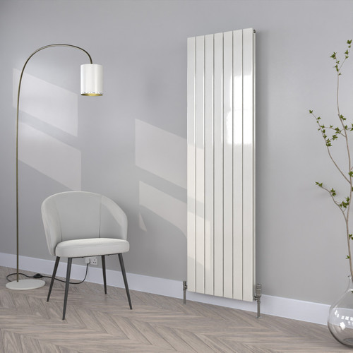 FL-1800X528D-W-RAL-9016-TRAFFIC-WHITE-GLOSS - Flux White Vertical Double Radiator H1800mm X W528mm