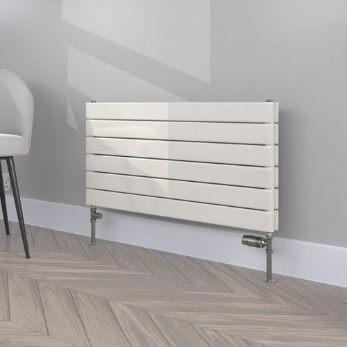 FL-452X900D-W-RAL-9016-TRAFFIC-WHITE-GLOSS - Flux White Horizontal Double Radiator H452mm X W900mm
