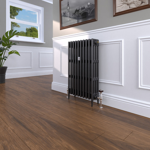 CI-RC813-10-MET-NAT-CAST-LS00 - Richmond 4 Column Victorian Electric Cast Iron Radiator H813mm x W515mm