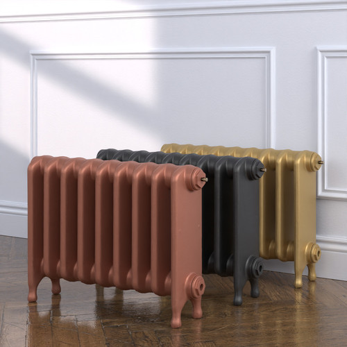 CI-MR440-MET-COPPER-NAT-CAST-GOLD-ALT00 - Minster 1 Column Electric Cast Iron Radiator H440mm x W677mm