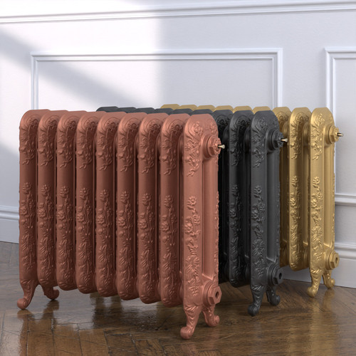 CI-BO590-MET-COPPER-NAT-CAST-GOLD-ALT00 - Boleyn 2 Column Electric Cast Iron Radiator H590mm x W1156mm