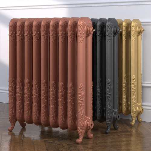 CI-BO790-MET-COPPER-NAT-CAST-GOLD-ALT00 - Boleyn 2 Column Electric Cast Iron Radiator H790mm x W733mm