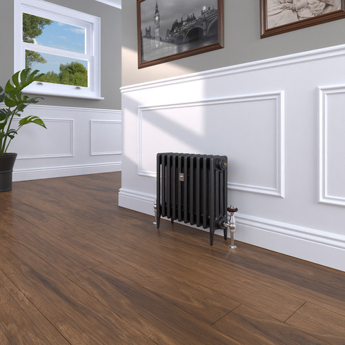 CI-RC460-10-MET-NAT-CAST-LS00 - Richmond 4 Column Victorian Electric Cast Iron Radiator H460mm x W1129mm