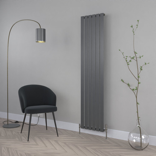 HT-1800S-ANTHRACITE-RAL-7016 - Hilton Anthracite Single Vertical Designer Radiator H1800 x W560