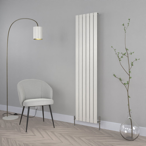 HT-1800S-WHITE-RAL-9016 - Hilton White Single Vertical Designer Radiator H1800 x W350