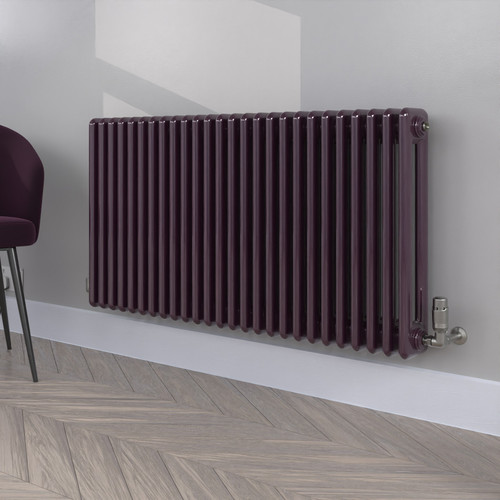 NC-600X1177C-RAL-4007-PURPLE-VIOLET-GLOSS-LS00 - Neo Column Colour Horizontal Radiator H600mm X W1177mm