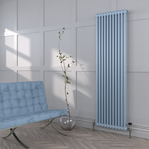 HR2-1800-FARROW-BALL-HERITAGE-PAINT-FINISH-089-LULWORTH-BLUE-DURABLE-MATT-LS00 - Heritage Colour 2 Column Vertical Radiator H1800mm X W530mm