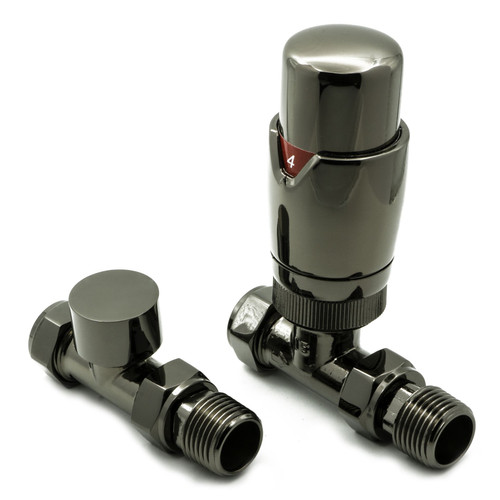 RE-VLV-MDLLS - Reina Modal Modern Thermostatic Straight Radiator Valve - Oiled Bronze