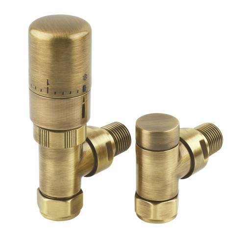 MS-VLVRAD-AABTRV - Radius Angled Thermostatic Radiator Valve - Antique Brass (TRV)