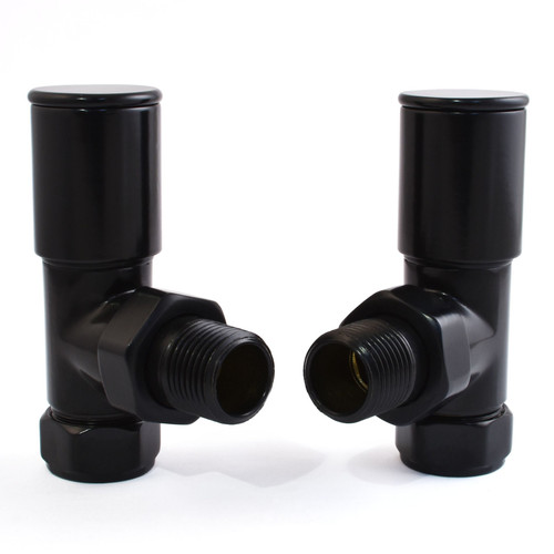 EV-HP15BG - BiWorld Evolve Heavy Pattern Modern Manual Angled Radiator Valve - Black Gloss