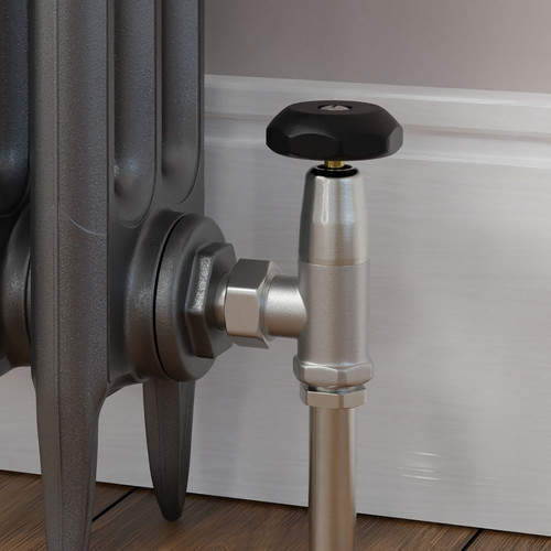 T-MAN-066-AG-SN-CU00 - Buckland Traditional Manual Angled Brushed Satin Nickel Radiator Valves
