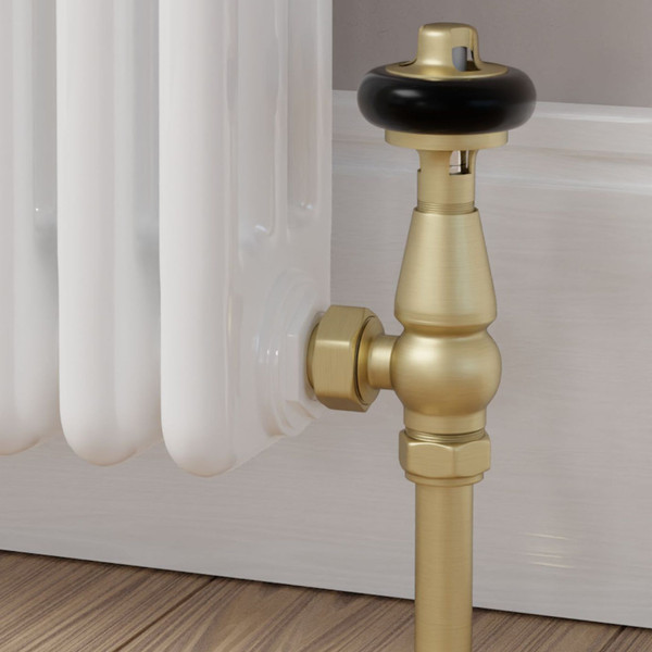 T-TRV-019-AG-BB-CU00 - Flatford Traditional TRV Angled Brushed Brass Thermostatic Radiator Valves