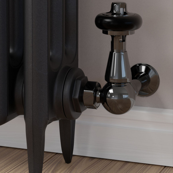 T-TRV-020-CR-BL-CU00 - Flatford Traditional TRV Corner Black Nickel Thermostatic Radiator Valves