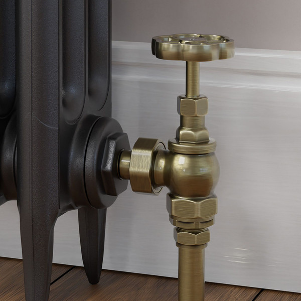 T-MAN-038-AG-AB-CU00 - Rufford Traditional Manual Angled Antique Brass Radiator Valves with Sleeves