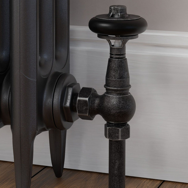 T-TRV-031-AG-PEW-CU00 - Ascott Traditional TRV Angled Pewter Radiator Valves with Sleeves