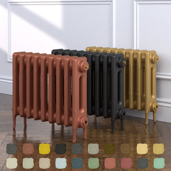 CI-RK460-09-TH - Rook 2 Column Victorian Cast Iron Radiator H460mm x W216mm