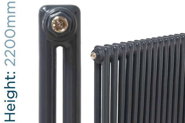 NF2-A-2200-TH - Infinity Anthracite 2 Column Radiator 6 Sections H2200mm X W300mm
