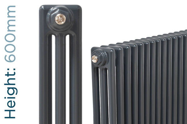NF3-A-600-TH - Infinity Anthracite 3 Column Radiator 5 Sections H600mm X W254mm
