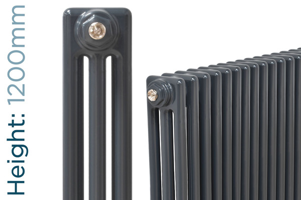 NF3-A-1200-TH - Infinity Anthracite 3 Column Radiator 7 Sections H1200mm X W346mm