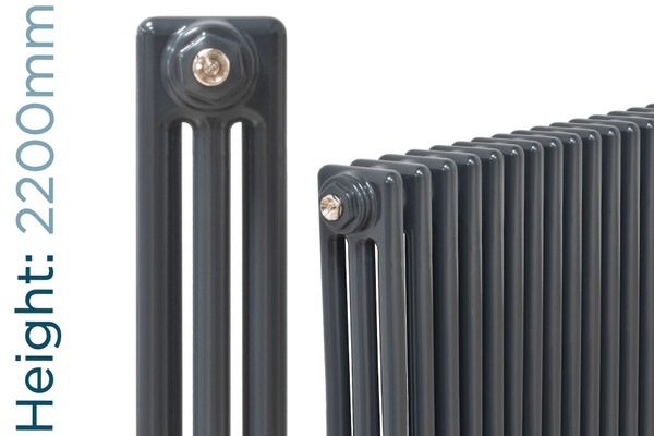 NF3-A-2200-TH - Infinity Anthracite 3 Column Radiator 28 Sections H2200mm X W1312mm