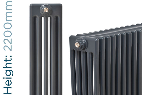 NF5-A-2200-TH - Infinity Anthracite 5 Column Radiator 8 Sections H2200mm X W392mm