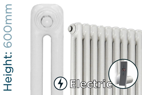 DQ-MD2E-600-W-TH - DQ Modus Electric 2 Column Horizontal Radiator H600mm x W692mm