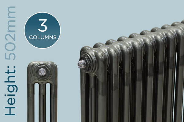 TE3-500-R-TH - Trade Essentials Raw 3 Column Horizontal Radiator 502mm x 159mm