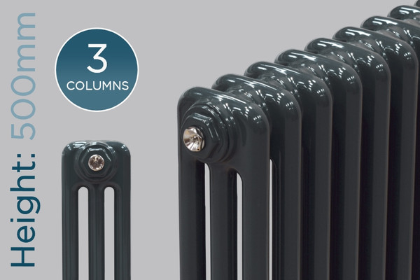 CT3-500-A-TH - Classic Anthracite 3 Column Radiator H500 X W260