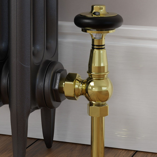T-TRV-031-AG-B-CU00 - Ascott Traditional TRV Angled Brass Radiator Valves With Sleeves