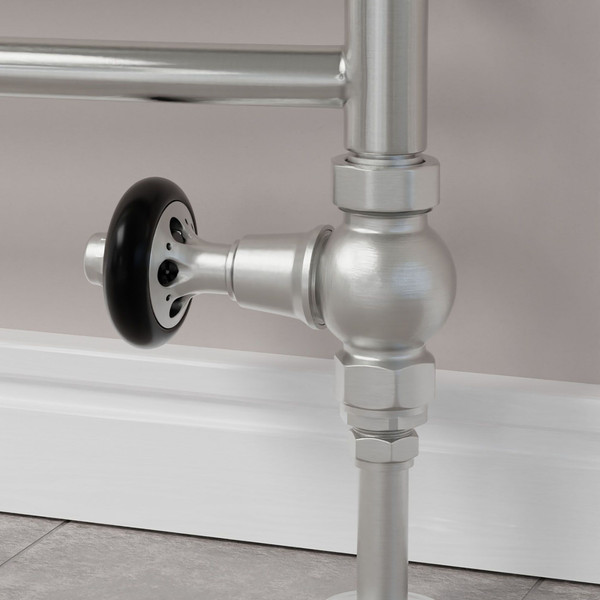 T-MAN-046-ST-SN-PIP-CU00 - Chastleton Traditional Manual Straight Brushed Satin Nickel Radiator Valves With Sleeves