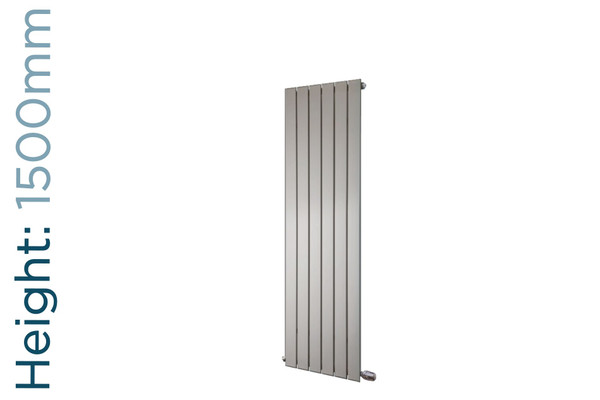 EU-EMAV-1500-S-TH - Eucotherm Mars Vertical Flat Panel Silver Radiator H1500mm X W445mm