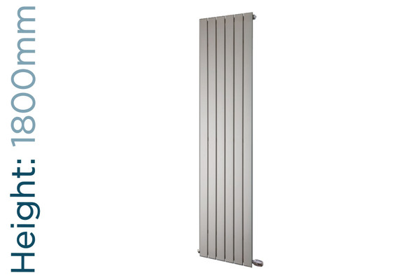 EU-EMAV-1800-S-TH - Eucotherm Mars Vertical Flat Panel Silver Radiator H1800mm X W295mm