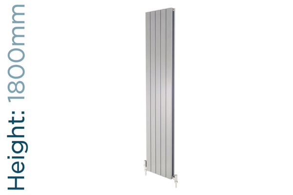 AP-MAGFR18-WHAL-TH - Apollo Magenta Flat Aluminium Designer RAL 9006 Double Vertical Radiator H1800mm X W315mm