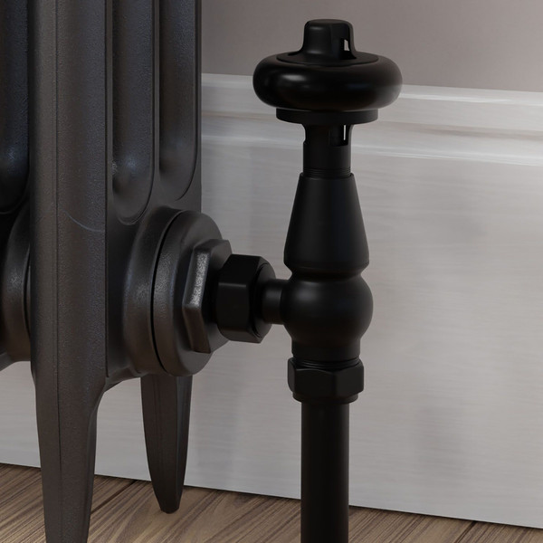 T-TRV-019-AG-SB-CU00 - Flatford Traditional TRV Angled Satin Black Thermostatic Radiator Valves