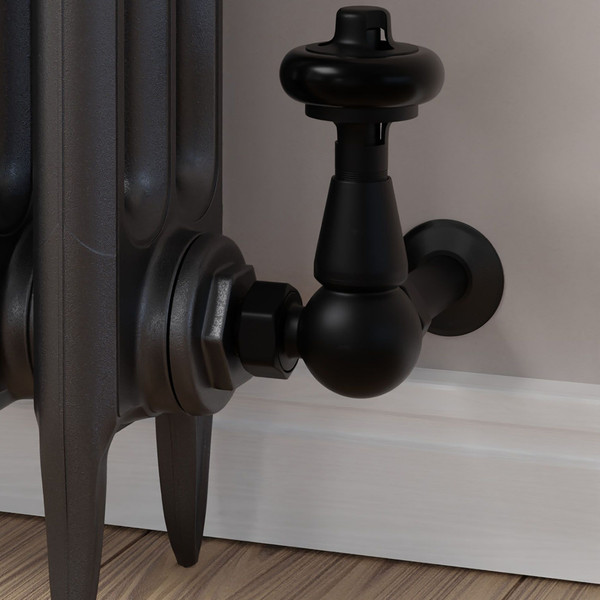 T-TRV-020-CR-SB-CU00 - Flatford Traditional TRV Corner Satin Black Thermostatic Radiator Valves