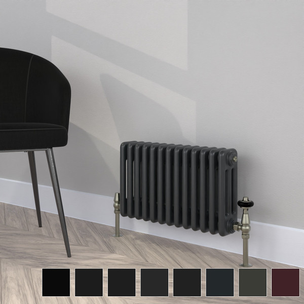 CT3-C-300-BLACK-TH - Classic Black 3 Column Radiator H300mm x W990mm