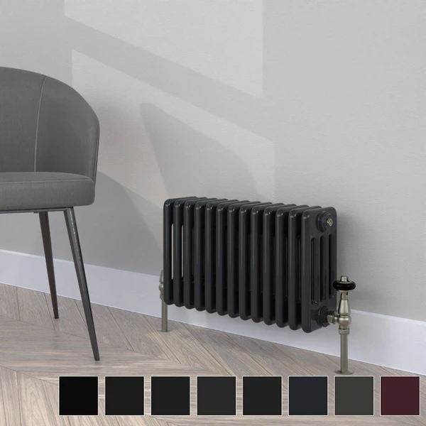 CT4-C-300-BLACK-TH - Classic Black 4 Column Radiator H300mm x W990mm