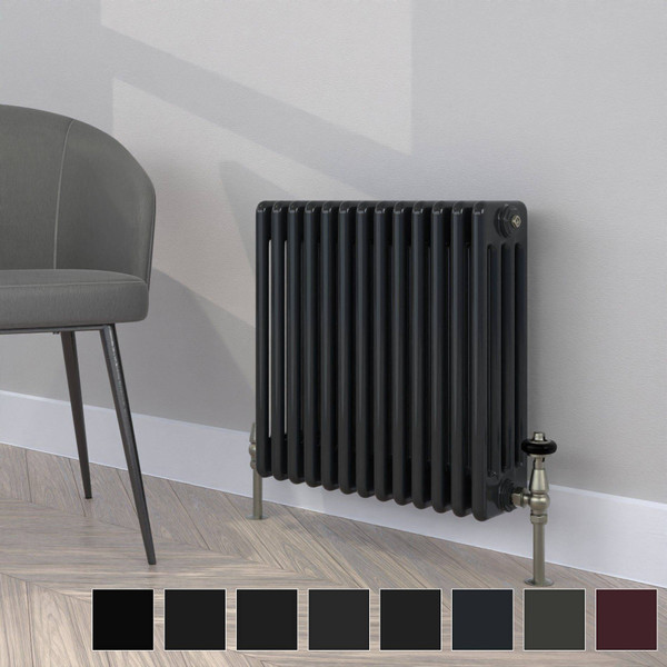 CT4-C-500-BLACK-TH - Classic Black 4 Column Radiator H500mm x W622mm