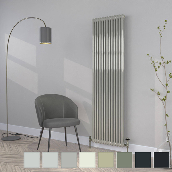 CT2-C-1800-GREY-TH - Classic Grey 2 Column Vertical Radiator H1800mm x W300mm