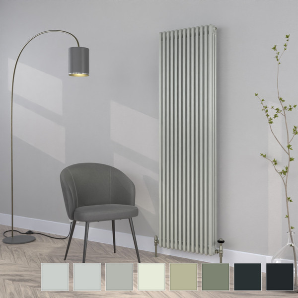 CT3-C-1800-GREY-TH - Classic Grey 3 Column Vertical Radiator H1800mm x W300mm