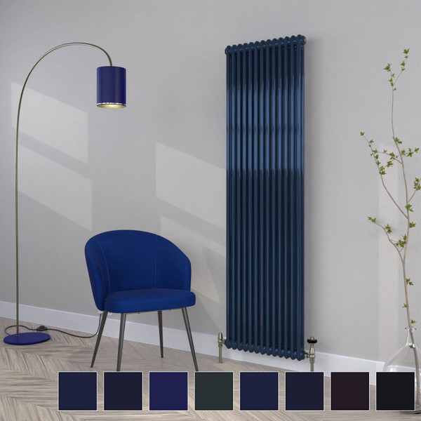 CT2-C-1800-NAVY-TH - Classic Navy 2 Column Vertical Radiator H1800mm x W300mm