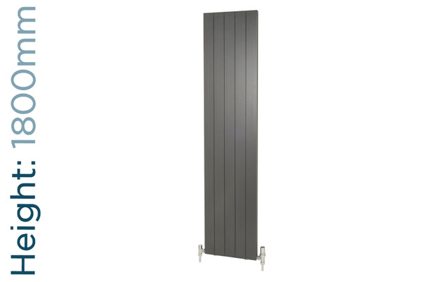 AP-MALF18H5S-TH - Apollo Malpensa Flat Aluminium Designer Anthracite Single Vertical Radiator H1800mm X W400mm