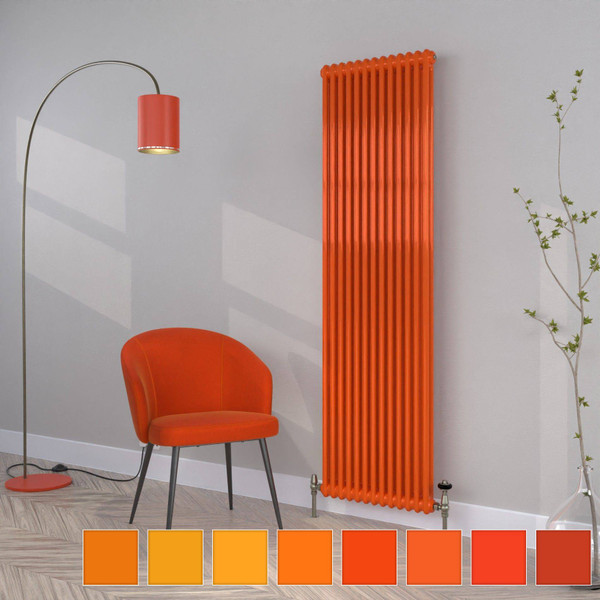 CT2-C-1800-ORANGE-TH - Classic Orange 2 Column Vertical Radiator H1800mm x W300mm