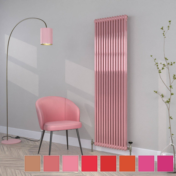 CT2-C-1800-PINK-TH - Classic Pink 2 Column Vertical Radiator H1800mm x W300mm