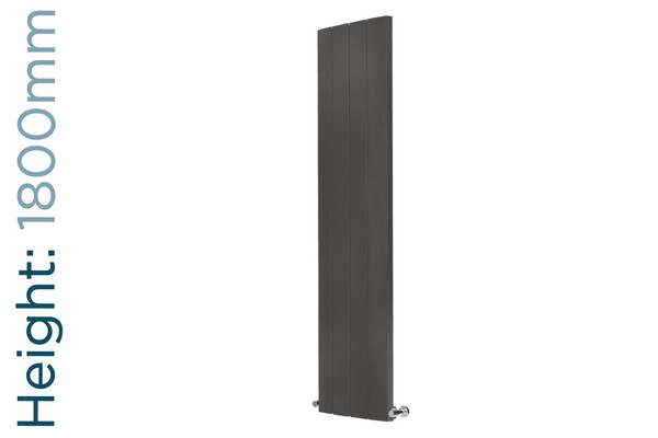 AP-MALC18H4S-TH - Apollo Malpensa Curved Aluminium Designer Anthracite Single Vertical Radiator H1800mm X W476mm