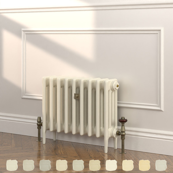 CI-RC460-CRM-TH - Richmond Cream 4 Column Victorian Cast Iron Radiator H460mm x W217mm