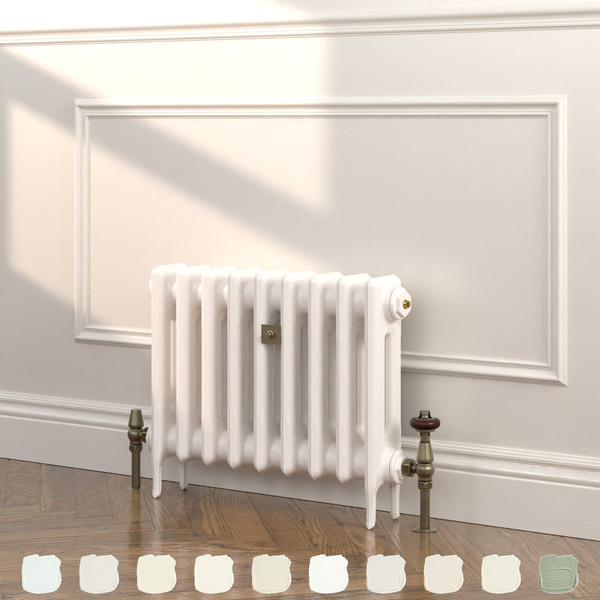 CI-RK460-WHT-TH - Rook White 2 Column Victorian Cast Iron Radiator H460mm x W216mm